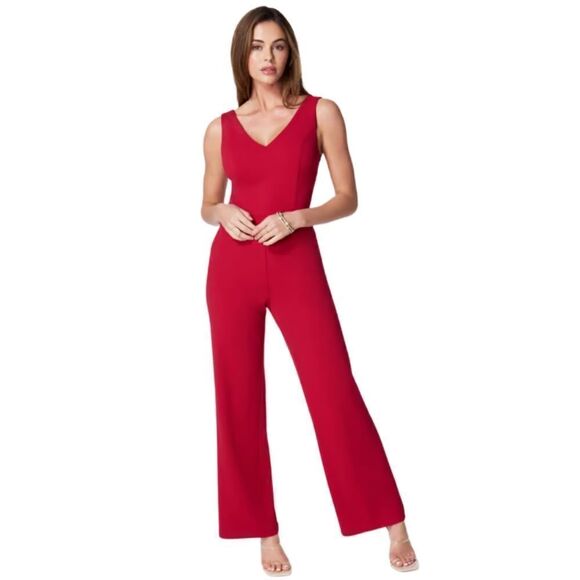 Bebe Red V Neck Core Jumpsuit - Picture 1 of 4